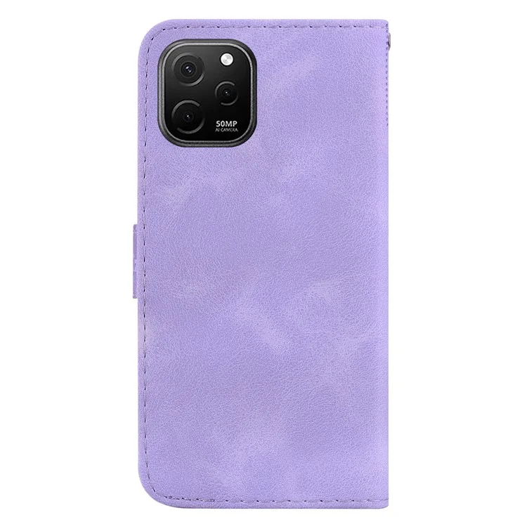 Para Huawei nova Y61 4G Stand Cover Imprinted 7-Shape Pattern Wallet Flip Leather Phone Case - Roxo