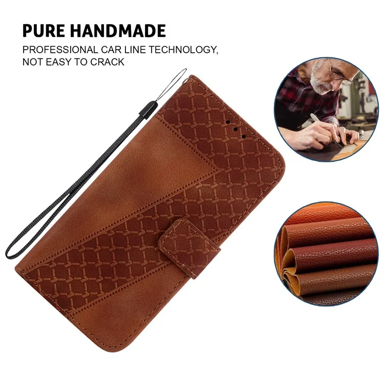 Для Honor X9 4G / 5G Slim-Fit Shell Leather Phone Case Stand Imprinted 7-Shape Pattern Wallet Flip Cover - Brown
