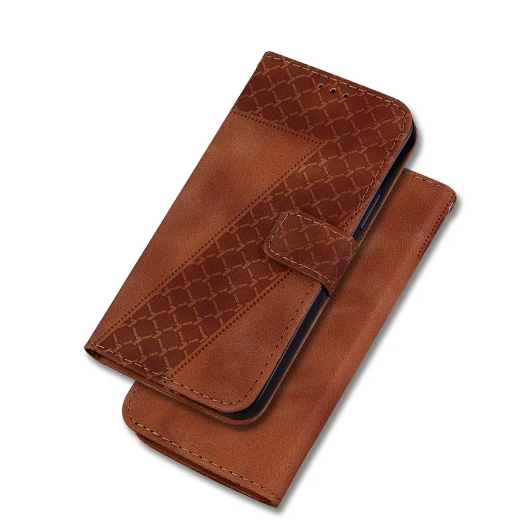 Для Honor X9 4G / 5G Slim-Fit Shell Leather Phone Case Stand Imprinted 7-Shape Pattern Wallet Flip Cover - Brown