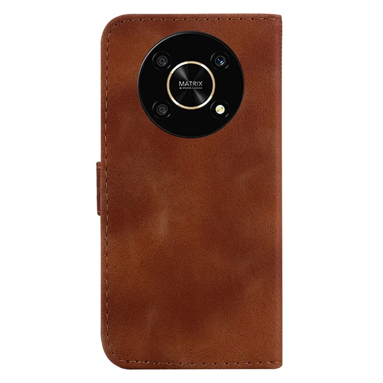Для Honor X9 4G / 5G Slim-Fit Shell Leather Phone Case Stand Imprinted 7-Shape Pattern Wallet Flip Cover - Brown