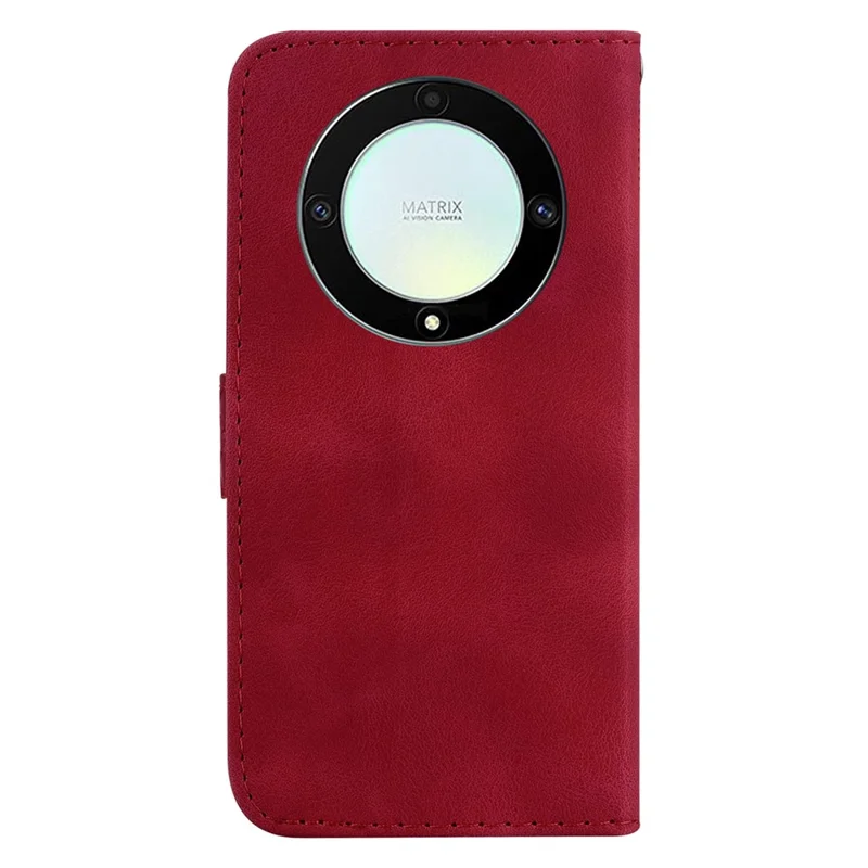 For Honor X9a 5G / X40 5G / Magic5 Lite 5G Flip Leather Phone Case Stand Imprinted 7-Shape Pattern Wallet Cover - Red