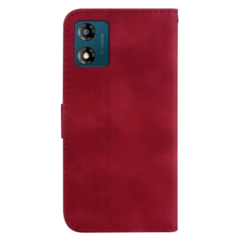 Für Motorola Moto E13 4G Magnetischer Verschluss Ledertasche Telefonhülle Bedruckt Flip-Ständer-Hülle - Rot