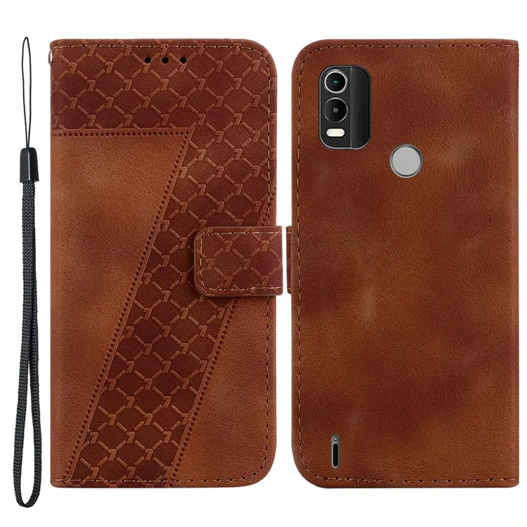 Étui de protection en cuir pour téléphone portable pour Nokia C21 Plus 4G, étui de protection antichoc en forme de 7 - Marron