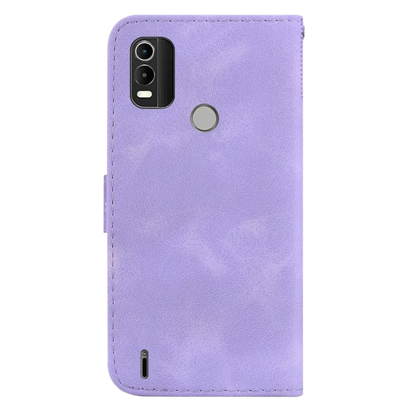 Leather Wallet Phone Cover for Nokia C21 Plus 4G , 7-Shape Imprinted Shockproof Stand Case - Purple