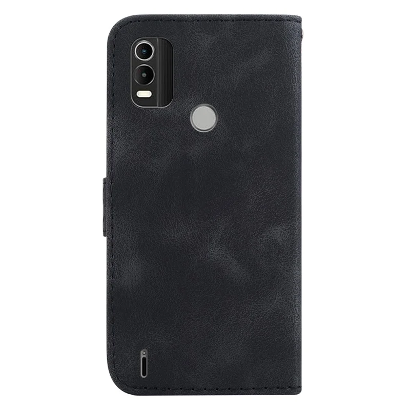 Leather Wallet Phone Cover for Nokia C21 Plus 4G , 7-Shape Imprinted Shockproof Stand Case - Black