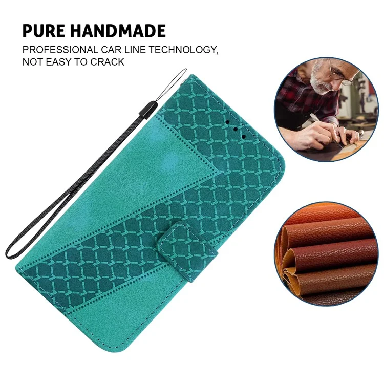 Para Motorola Moto G42 4G 7-Shape Imprinted Smartphone Stand Case Magnetic Clasp Leather Wallet Cover - Verde