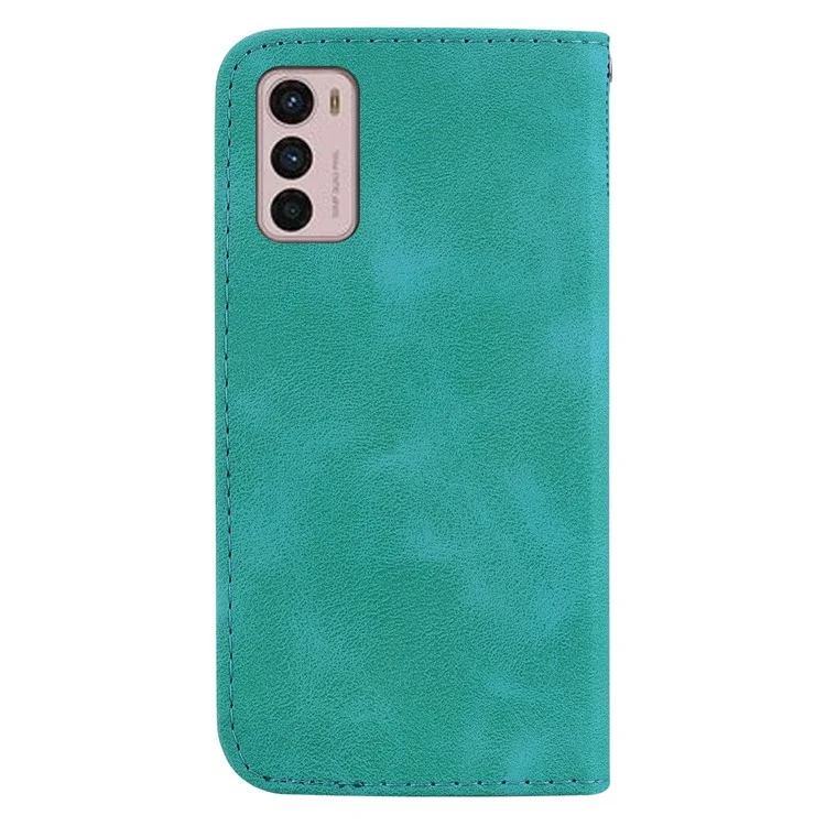 Para Motorola Moto G42 4G 7-Shape Imprinted Smartphone Stand Case Magnetic Clasp Leather Wallet Cover - Verde