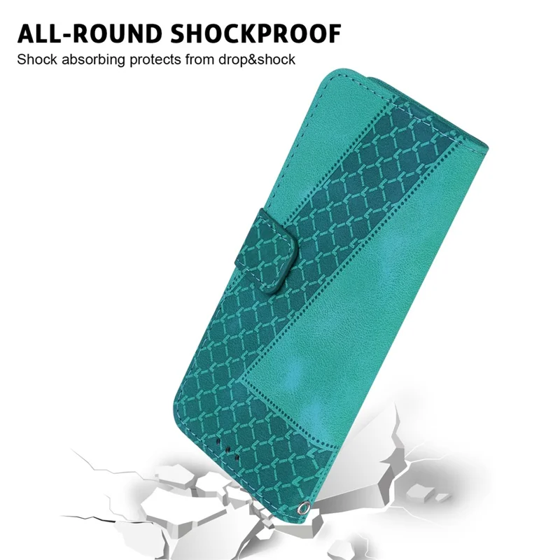 For Nokia G11 Plus 4G 7-Shape Imprinted Cell Phone Wallet Stand Case Anti-scratch Leather Cover - Green