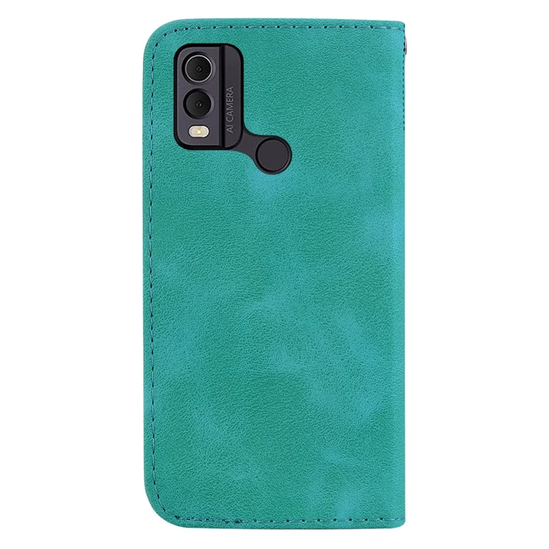 For Nokia C22 Magnetic Clasp Leather Wallet Stand Phone Case 7-Shape Imprinted Anti-drop Cover - Green