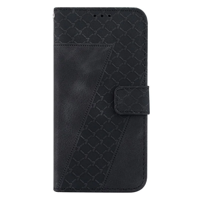 For Motorola Moto X40 5G / Edge 40 Pro 5G / Edge+ (2023) 5G 7-Shape Imprinted Leather Phone Shell Folding Stand Wallet Case - Black