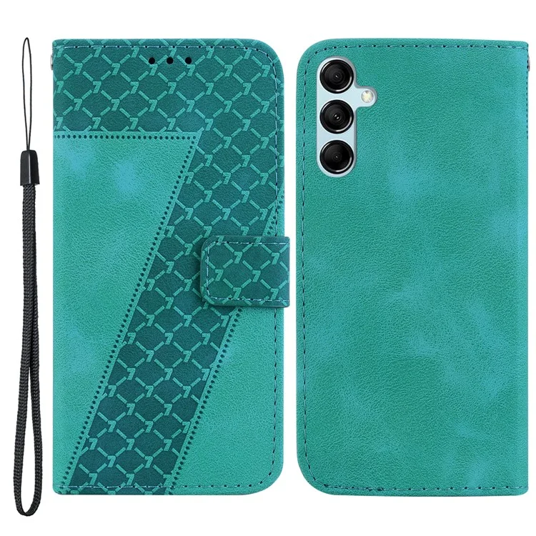 Per Samsung Galaxy M54 5G / F54 5G, custodia a portafoglio in pelle con motivo a 7 forme impresso, antiurto - Verde