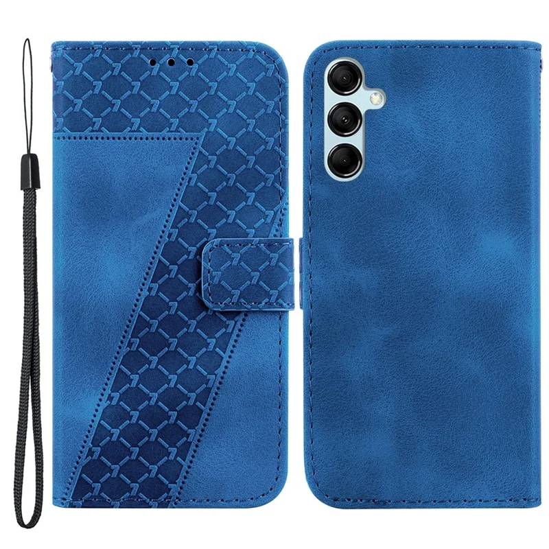 Für Samsung Galaxy M54 5G / F54 5G 7-Shape Relief Anti-Sturz-Handyhülle Lederbrieftasche Klapphülle - Dunkelblau