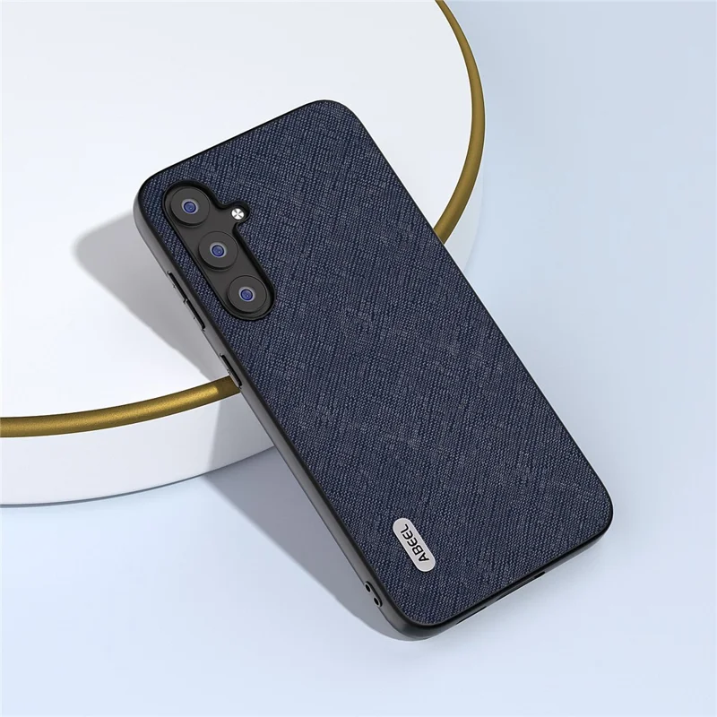 ABEEL Pour Samsung Galaxy S23 FE Cross Texture Cowhide Leather Coating Phone Case TPU+PC Cover - Bleu