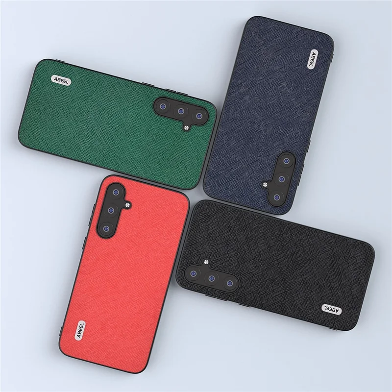 ABEEL Pour Samsung Galaxy S23 FE Cross Texture Cowhide Leather Coating Phone Case TPU+PC Cover - Bleu