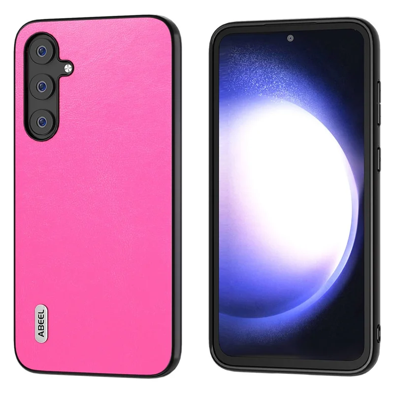 ABEEL Anti-scratch Phone Case for Samsung Galaxy S23 FE , Textured PU Leather+TPU+PC Cover - Rose