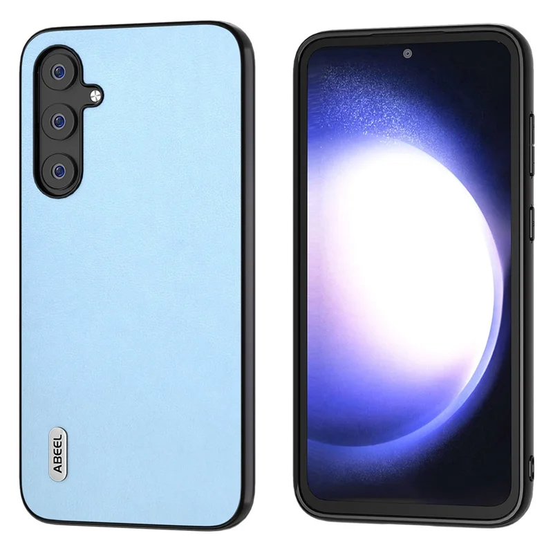 ABEEL Anti-scratch Phone Case for Samsung Galaxy S23 FE , Textured PU Leather+TPU+PC Cover - Blue