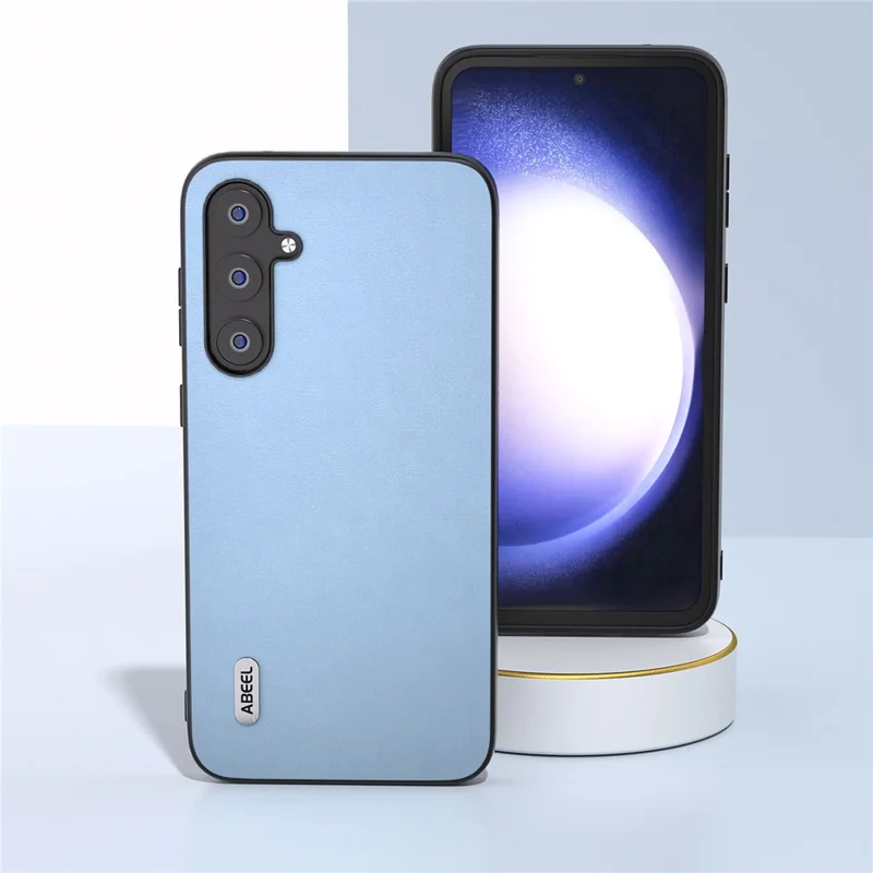 ABEEL Anti-scratch Phone Case for Samsung Galaxy S23 FE , Textured PU Leather+TPU+PC Cover - Blue