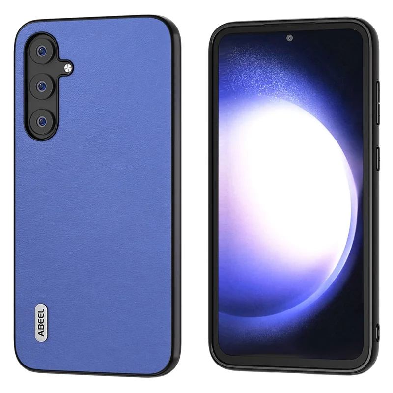 ABEEL Anti-scratch Phone Case for Samsung Galaxy S23 FE , Textured PU Leather+TPU+PC Cover - Dark Blue