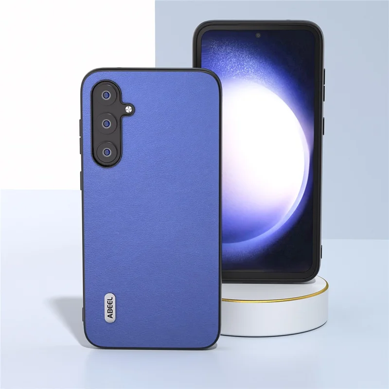 ABEEL Anti-scratch Phone Case for Samsung Galaxy S23 FE , Textured PU Leather+TPU+PC Cover - Dark Blue