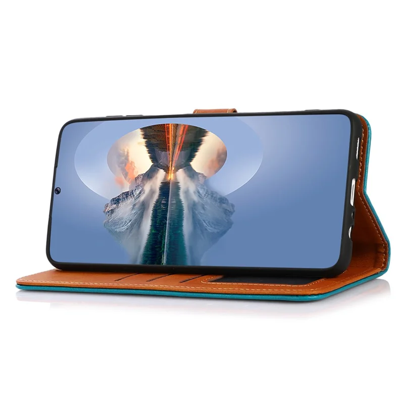 KHAZNEH für Samsung Galaxy F34 5G / M34 5G Handyhülle Cowhide Textur Ständer Wallet PU-Leder Schale - Schwarz