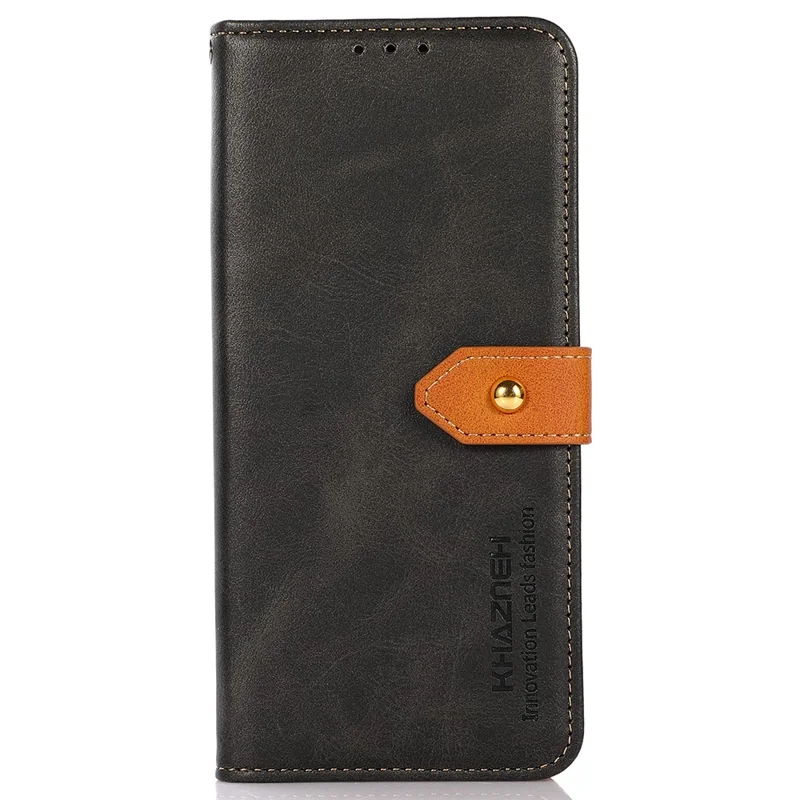 KHAZNEH für Samsung Galaxy F34 5G / M34 5G Handyhülle Cowhide Textur Ständer Wallet PU-Leder Schale - Schwarz