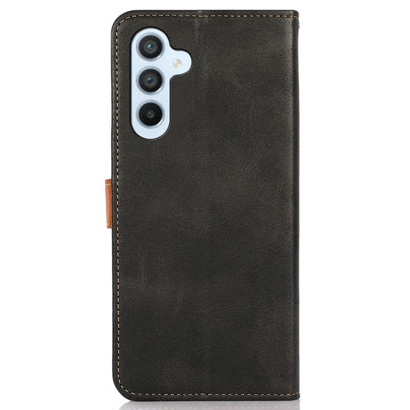 KHAZNEH für Samsung Galaxy F34 5G / M34 5G Handyhülle Cowhide Textur Ständer Wallet PU-Leder Schale - Schwarz