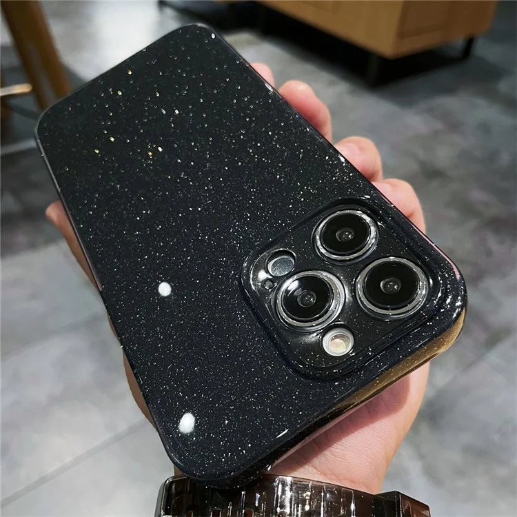Для iPhone 13 Pro Max Glitter Sparkle Design TPU Phone Case Anti-Scratch Cell Phone Cover - Black