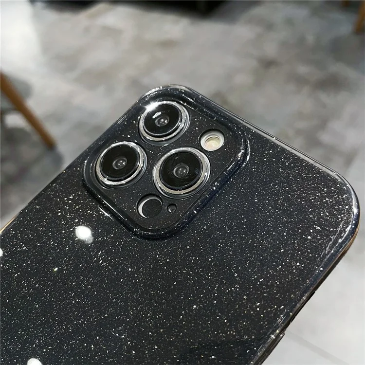 Для iPhone 13 Pro Max Glitter Sparkle Design TPU Phone Case Anti-Scratch Cell Phone Cover - Black