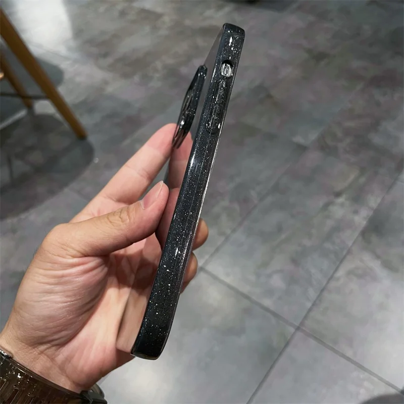 TPU Phone Case for iPhone 13 Pro Sparkling Glitter Design Mobile Phone Cover - Black