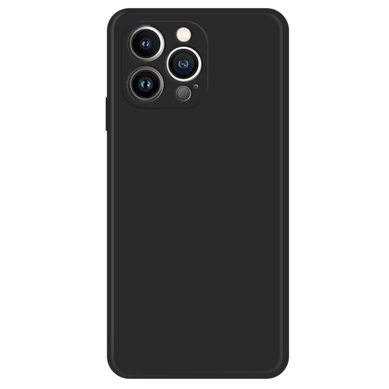 Per iPhone 15 Pro Straight Edge Phone Case Fiber Lining Rubberized TPU Back Cover - Nero