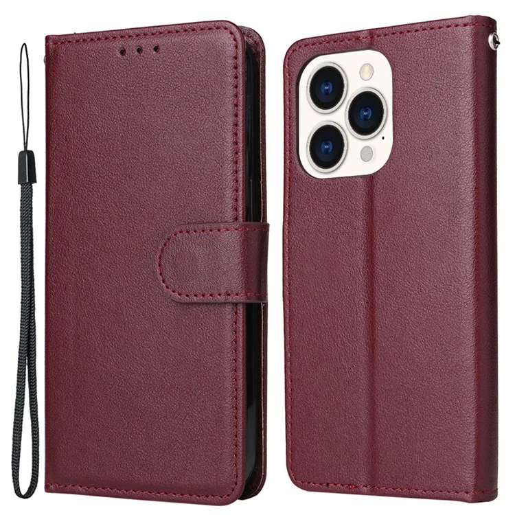 Funda de Teléfono con Tapa, Cartera y Soporte para iPhone 15 Pro Max - Rojo Vino