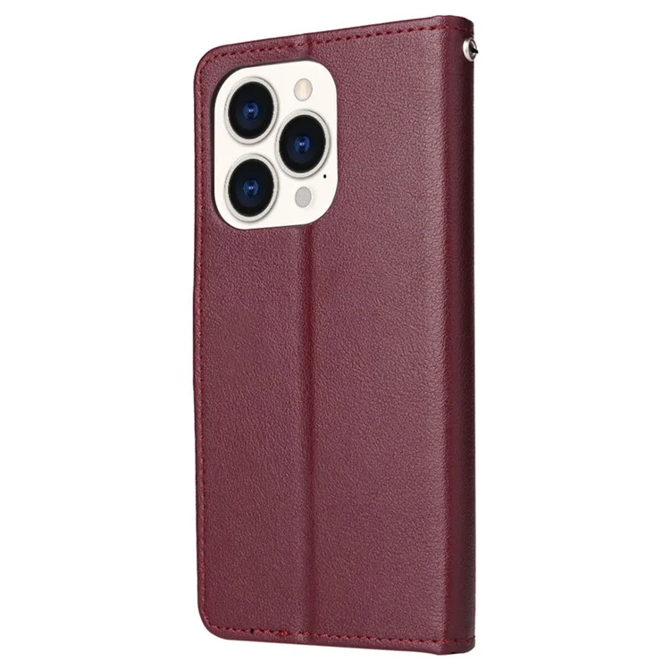 Funda de Teléfono con Tapa, Cartera y Soporte para iPhone 15 Pro Max - Rojo Vino