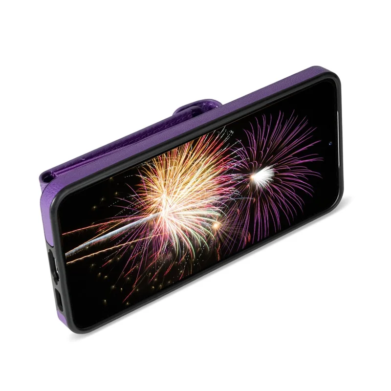 For Samsung Galaxy A53 5G Kickstand Case Leather + TPU Phone Cover with Zipper Pocket Card Slots - Purple