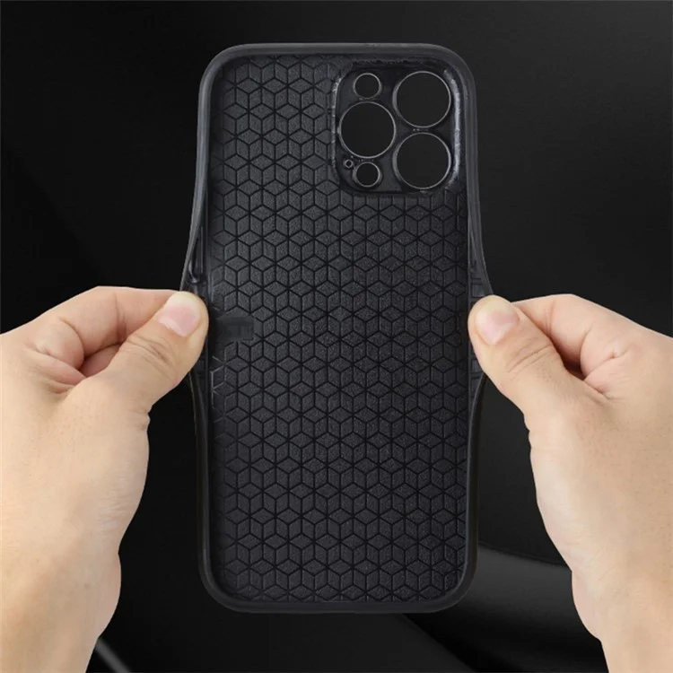 AZNS For iPhone 15 Pro PU Leather Coated TPU Cover Dustproof Shell Imprinted Pattern Phone Case - Black