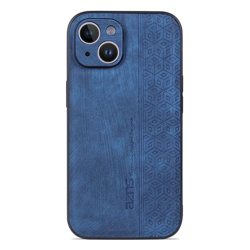 AZNS For iPhone 15 Plus Anti-Scratch Phone Shell Imprinted Pattern PU Leather+TPU Phone Back Cover - Blue