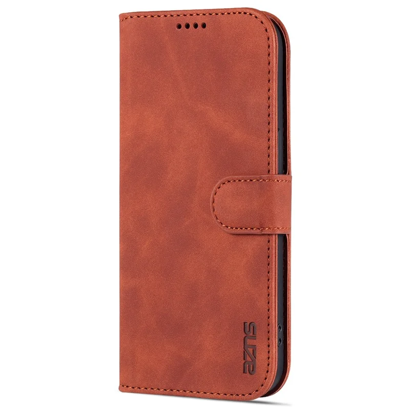 AZNS Per iPhone 15 Pro Max Stand Wallet Anti-Scratch Phone Cover PU Leather Dustproof Cell Phone Case - Marrone