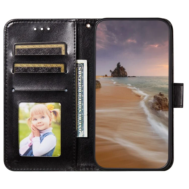 Para Samsung Galaxy S23 Funda tipo cartera con tapa magnética, carcasa de TPU y piel sintética - Negro