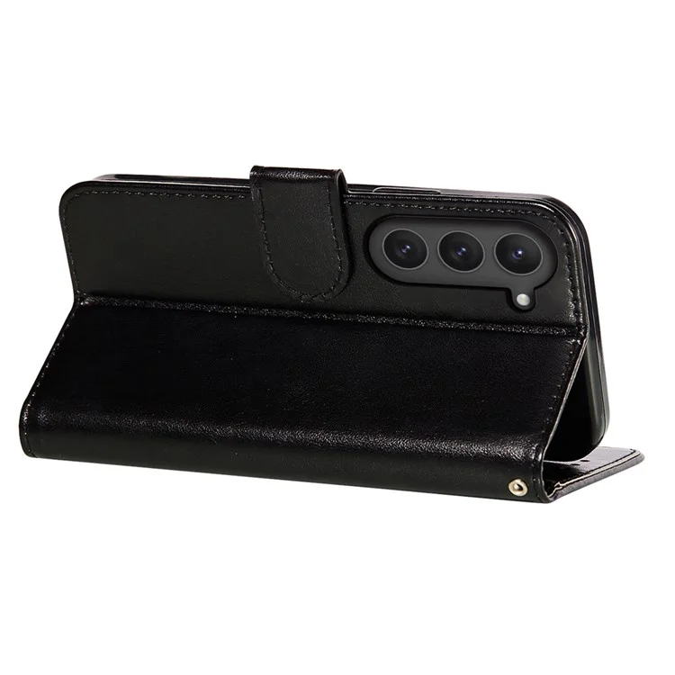 Para Samsung Galaxy S23 Funda tipo cartera con tapa magnética, carcasa de TPU y piel sintética - Negro