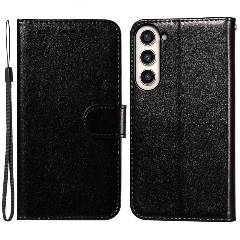 For Samsung Galaxy S23+ Phone Case TPU+PU Leather Wallet Stand Flip Cover Magnetic Closure Phone Shell - Black