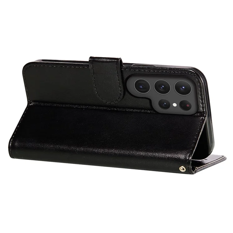 Für Samsung Galaxy S23 Ultra Wallet Stand Flip Cover Magnetischer Verschluss PU Leder Handyhülle - Schwarz