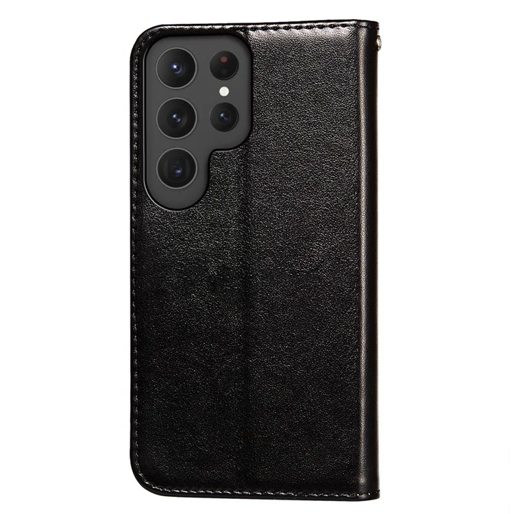 Für Samsung Galaxy S23 Ultra Wallet Stand Flip Cover Magnetischer Verschluss PU Leder Handyhülle - Schwarz