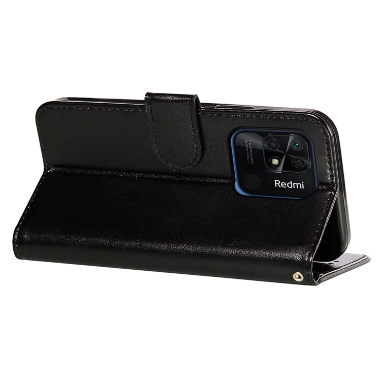 Per Xiaomi Redmi 10C 4G TPU+PU Leather Wallet Stand Flip Cover Magnetic Closure Phone Case - Black