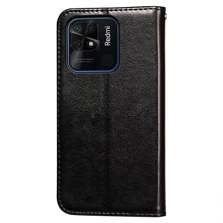 Per Xiaomi Redmi 10C 4G TPU+PU Leather Wallet Stand Flip Cover Magnetic Closure Phone Case - Black