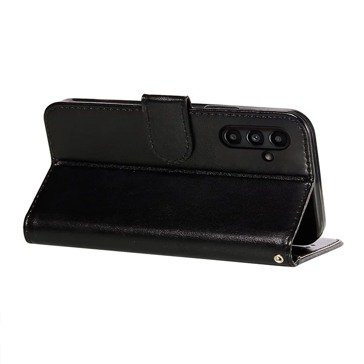 Para Samsung Galaxy A14 5G / A14 4G TPU+PU Leather Wallet Stand Flip Cover Magnetic Closure Phone Case - Preto