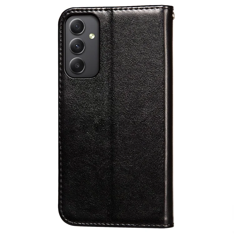 Para Samsung Galaxy A24 4G (162.1 x 77.6 x 8.3 mm) Funda de cartera de piel sintética de color sólido con soporte Flip Funda de teléfono celular - Negro