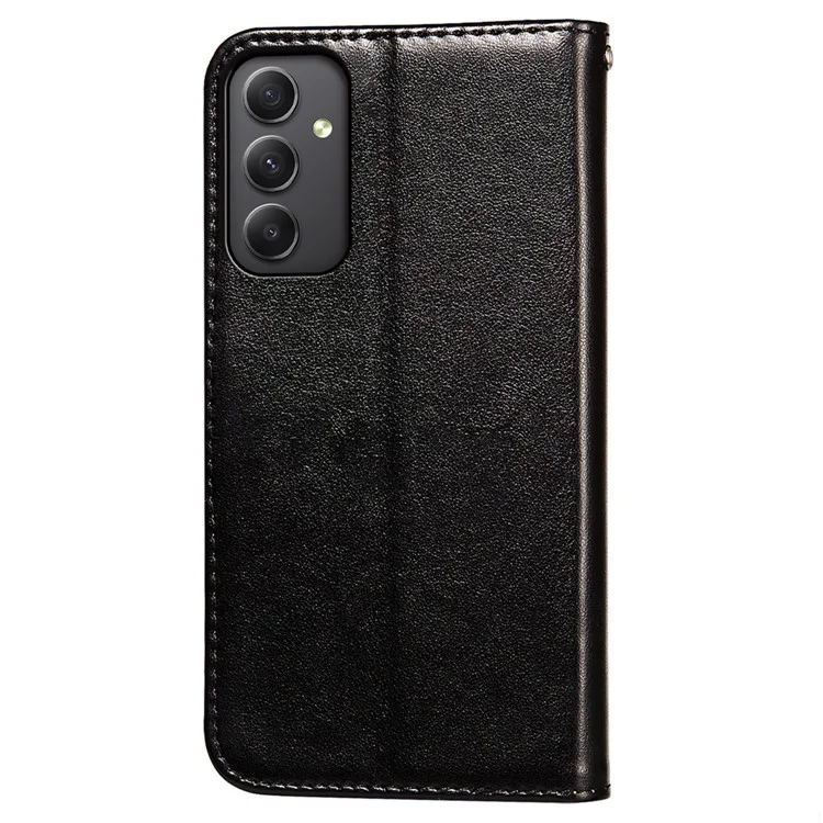 Für Samsung Galaxy A34 5G Handyhülle PU-Leder Brieftasche Stand Anti-Kratzer Flip Smart Phone Case - Schwarz