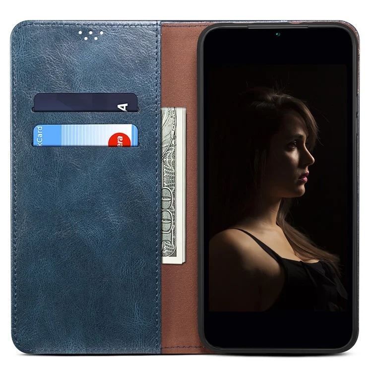 For OnePlus Nord 3 5G / Ace 2V Wallet Case Waxy Crazy Horse Texture Cell Phone Cover Stand PU Leather Phone Shell - Blue