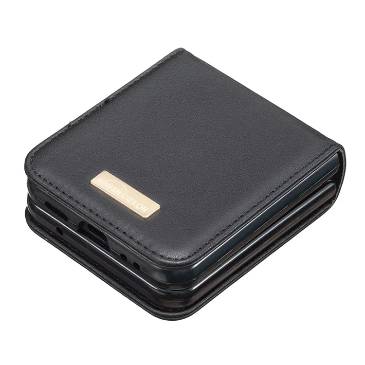 BINFEN COLOR For Samsung Galaxy Z Flip3 5G Phone Case PU Leather+PC Anti-Scratch Cover - Black