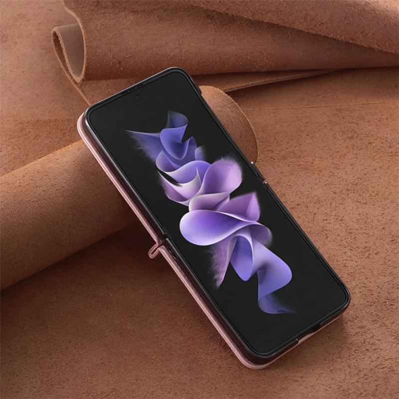 For Samsung Galaxy Z Flip4 5G Imprinted Butterfly Phone Case PU Leather + PC Slim Fit Cover - Rose Gold