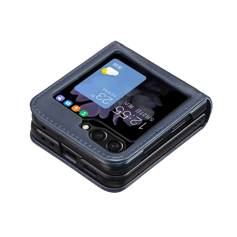 Para Samsung Galaxy Z Flip5 5G PU Leather + PC Phone Case Butterfly Pattern Imprinted Shockproof Cover - Azul